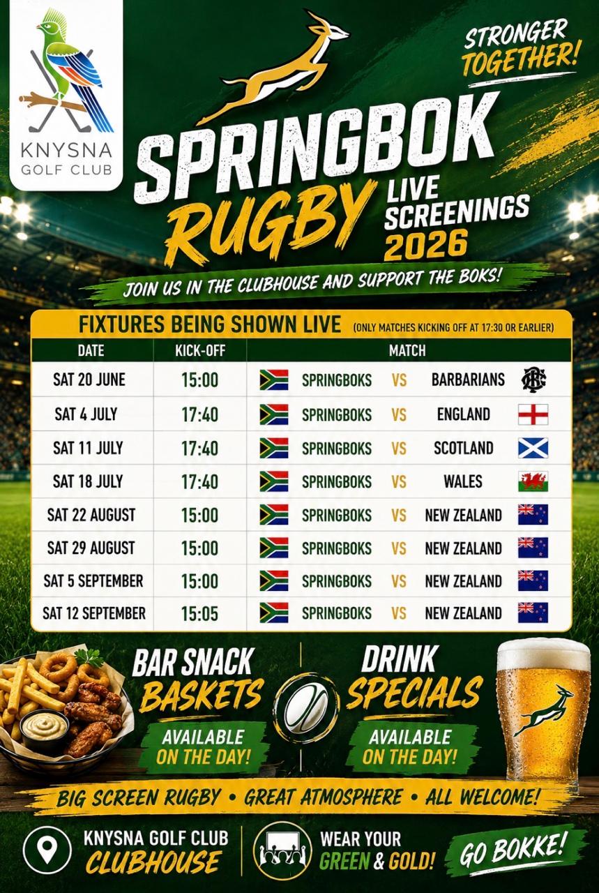 Join us for Springbok rugby!