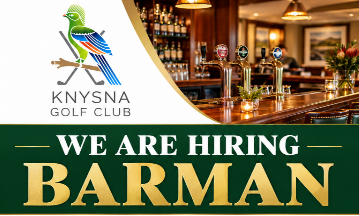 Barman vacancy at Knysna Golf Club